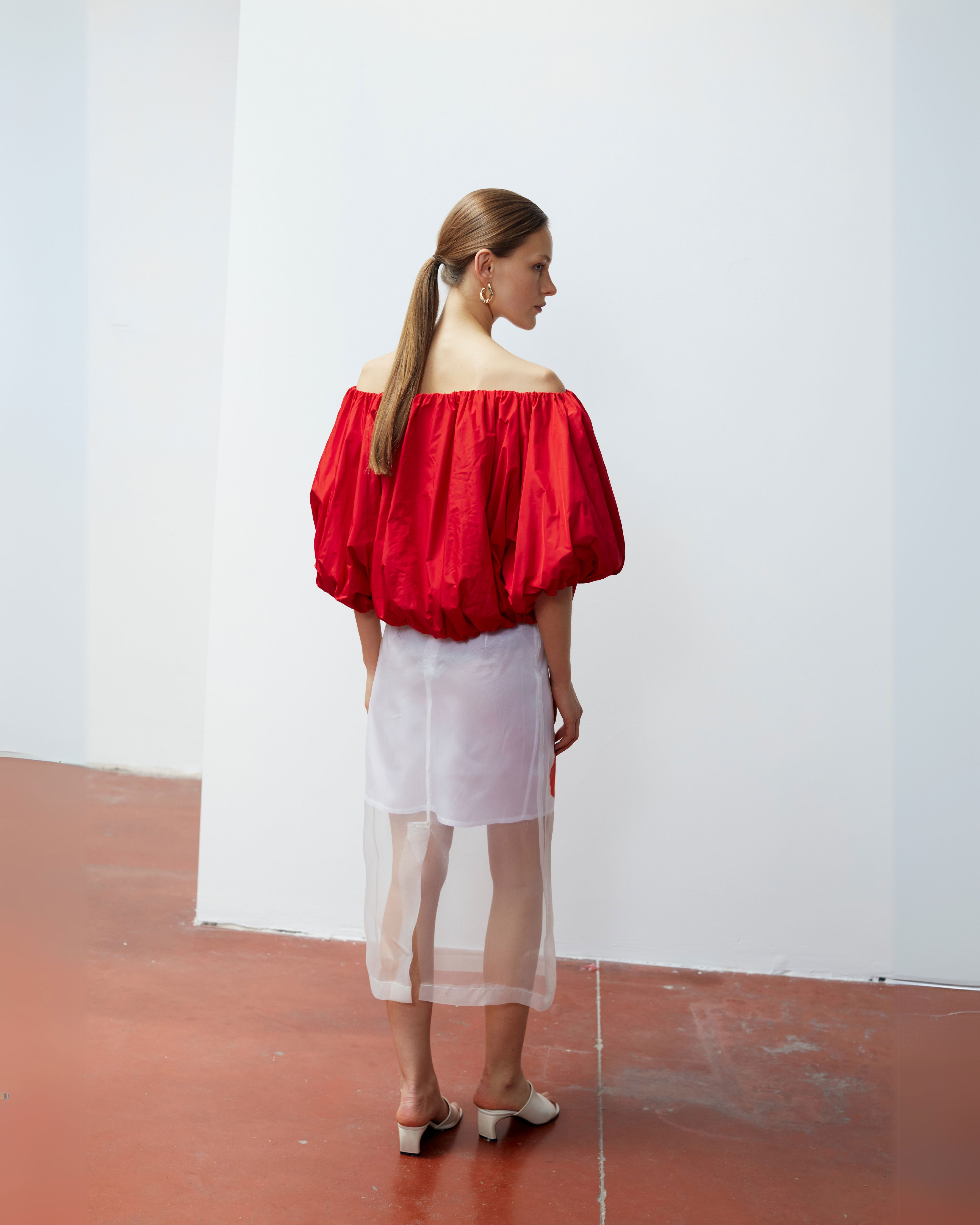 Taffeta Blouse Red