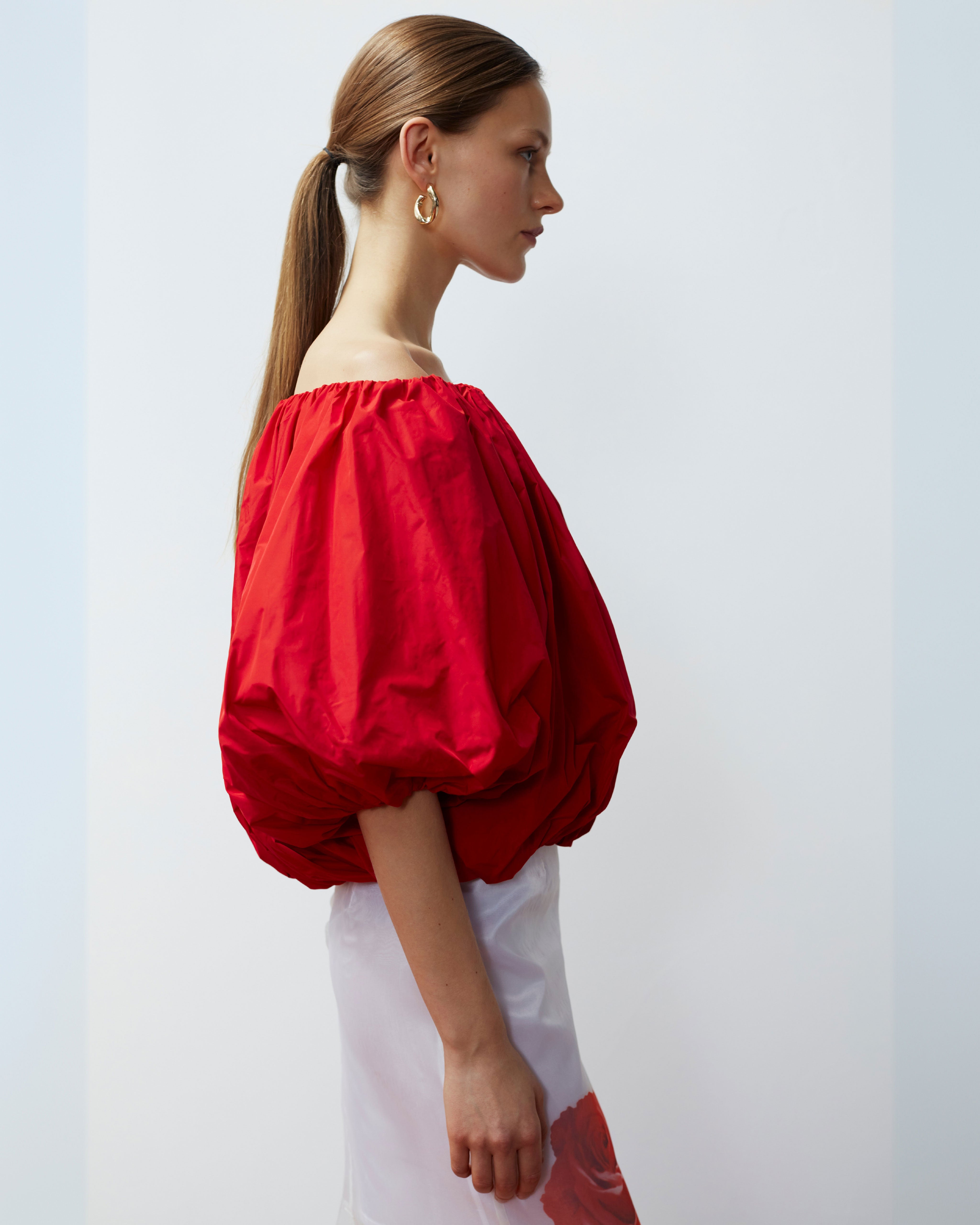 Taffeta Blouse Red