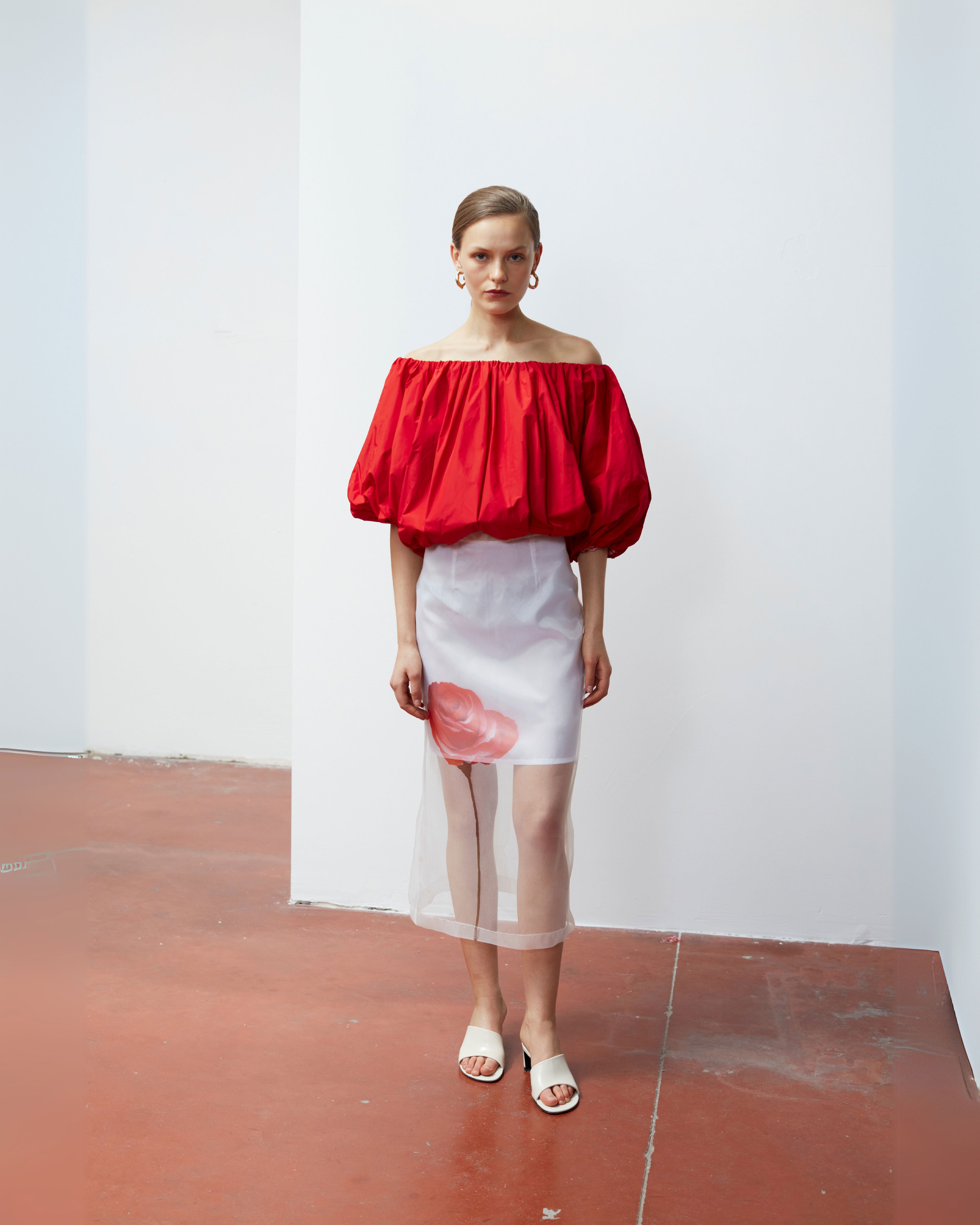 Taffeta Blouse Red