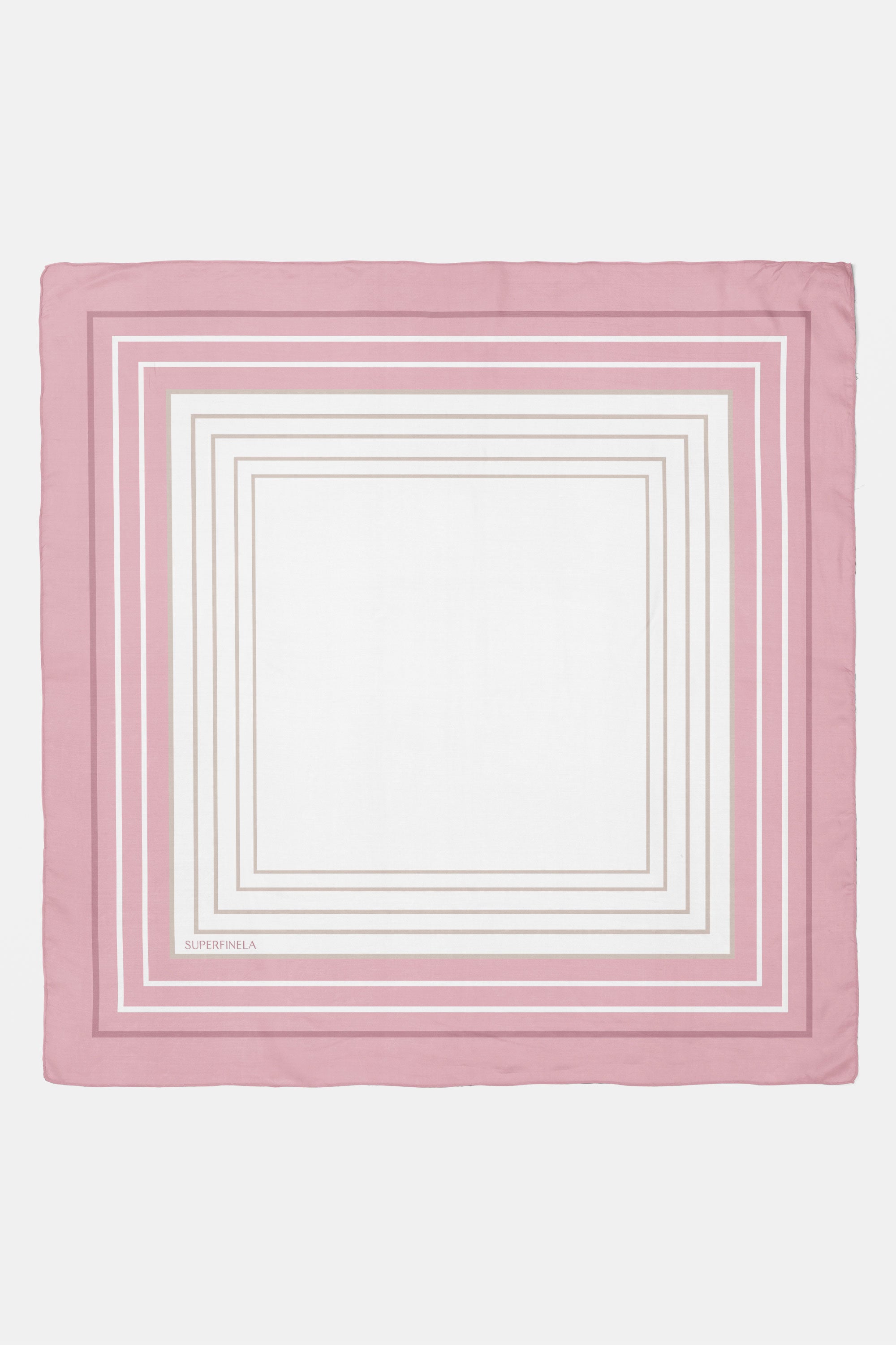 Pink Geometric Patterned Silk Scarf