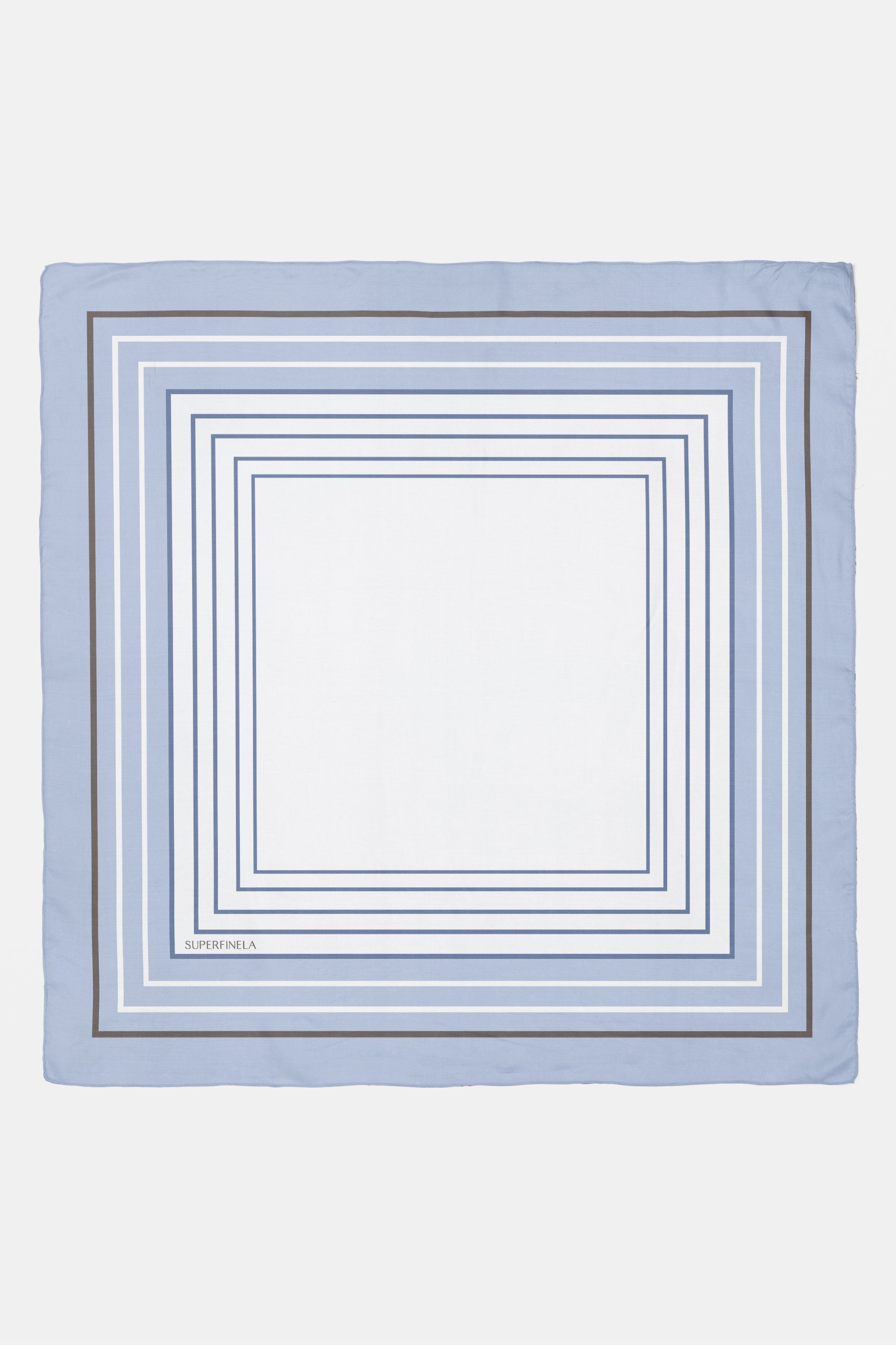 Blue Geometric Patterned Silk Scarf