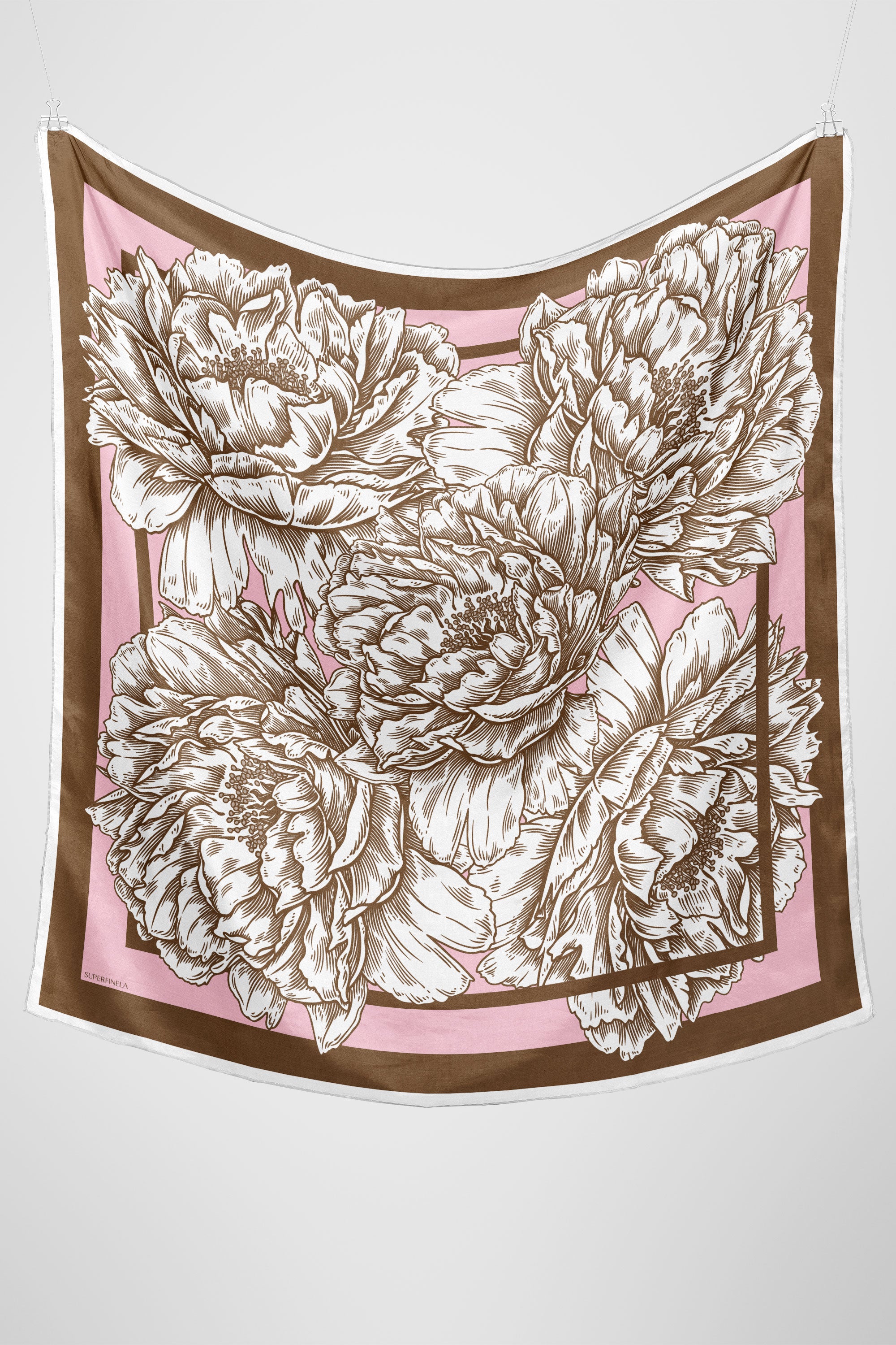 Pink Floral Patterned Silk Scarf
