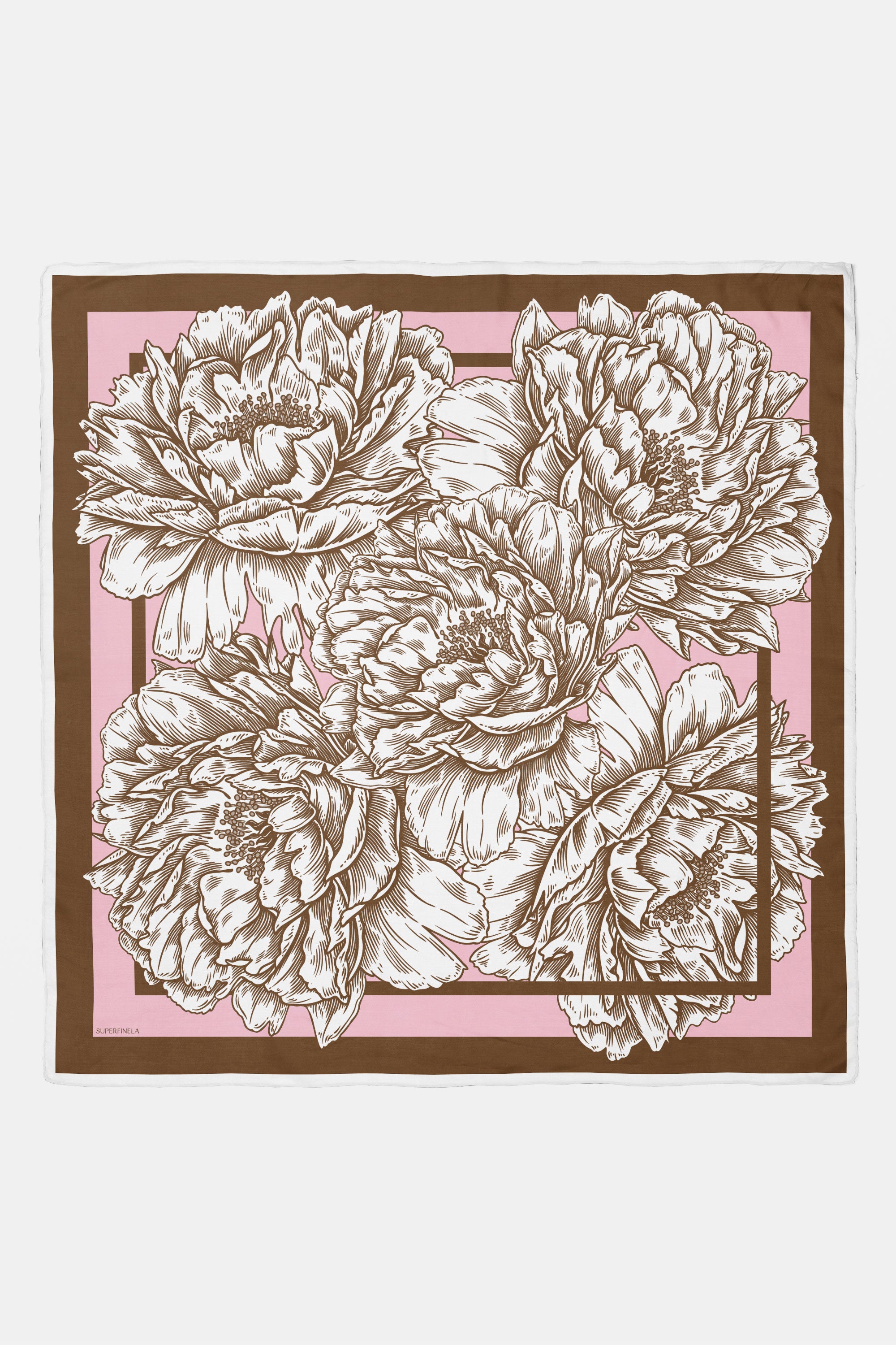 Pink Floral Patterned Silk Scarf