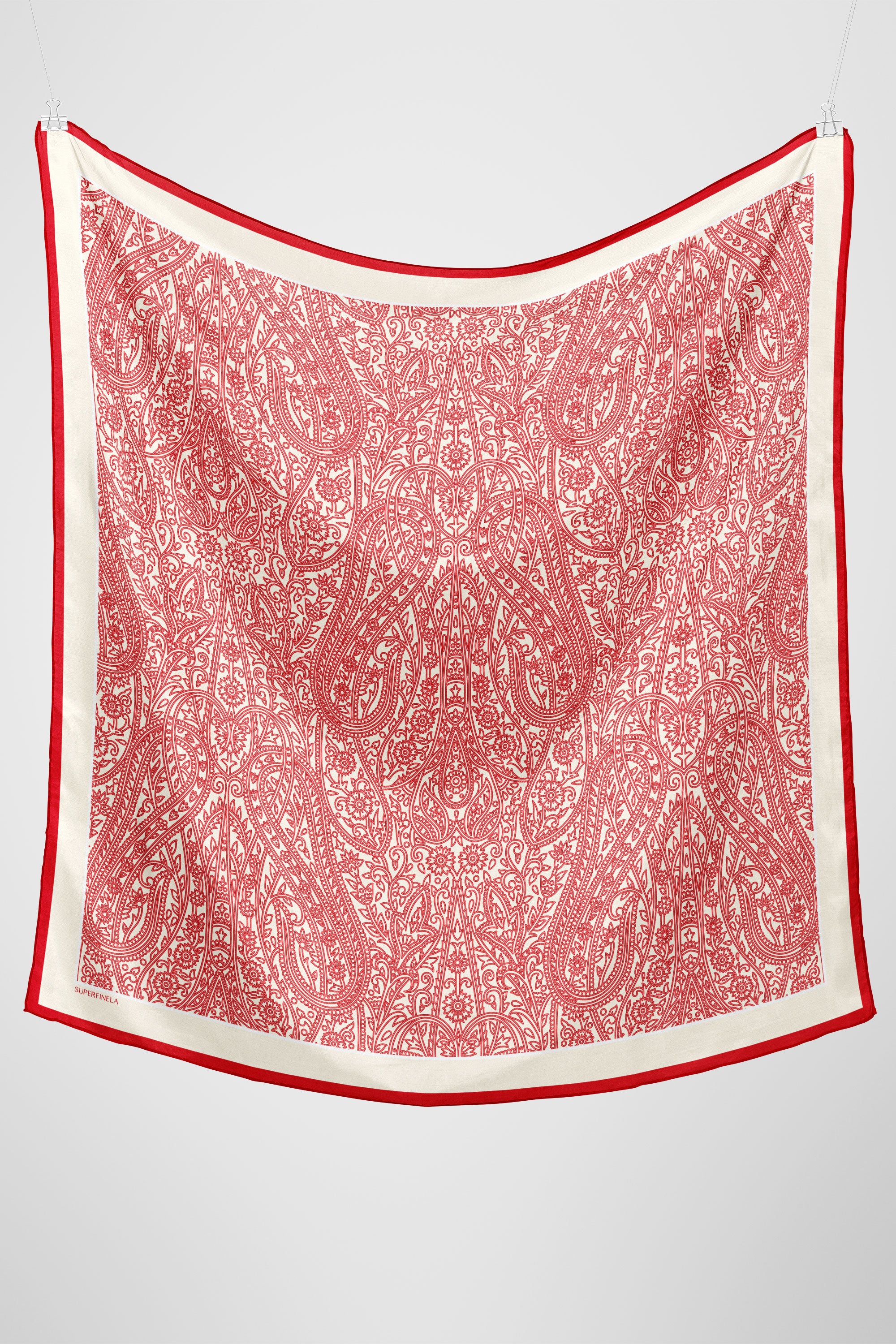 Red Shawl Pattern Silk Scarf