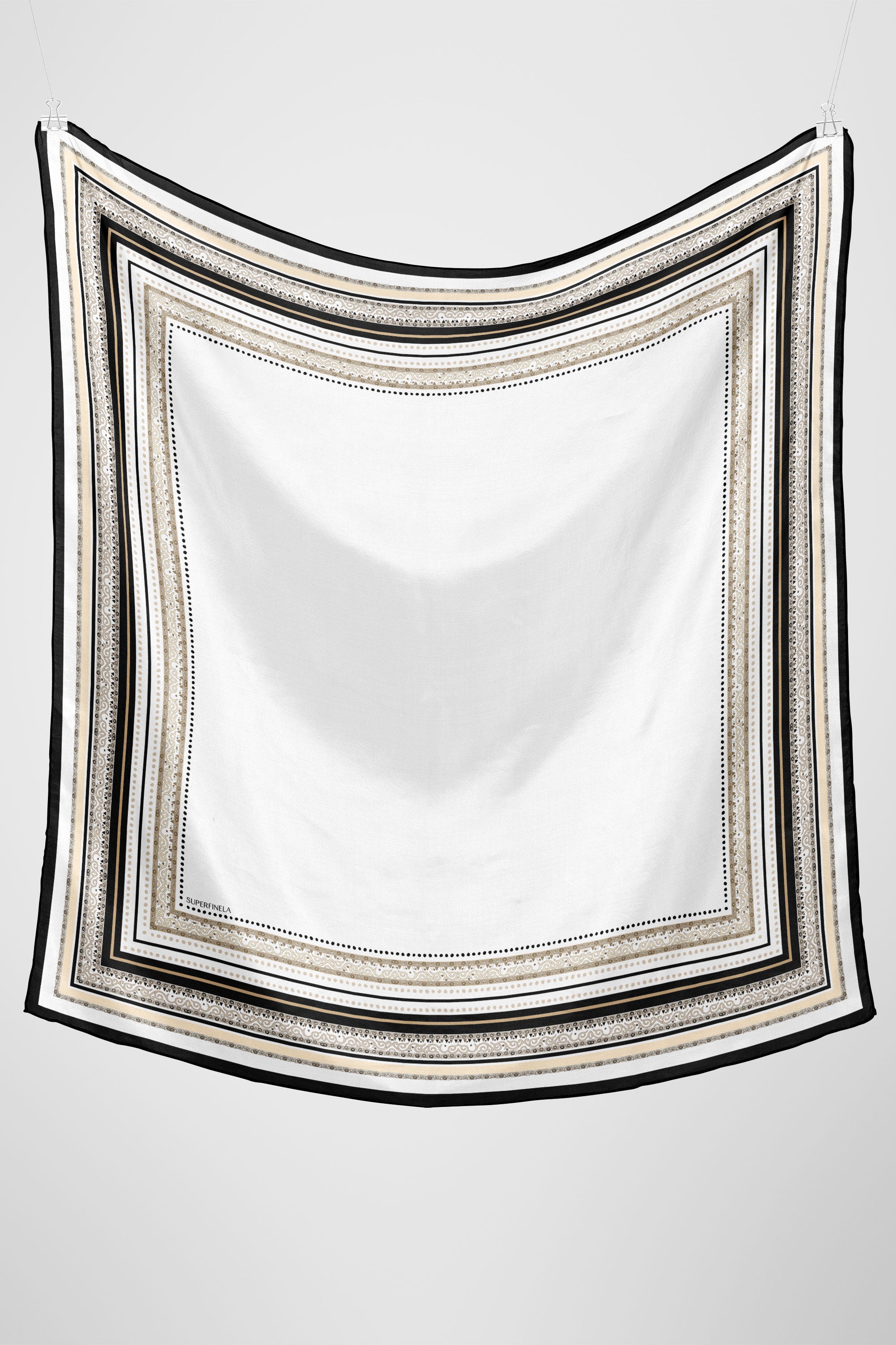 Black Patterned Silk Scarf