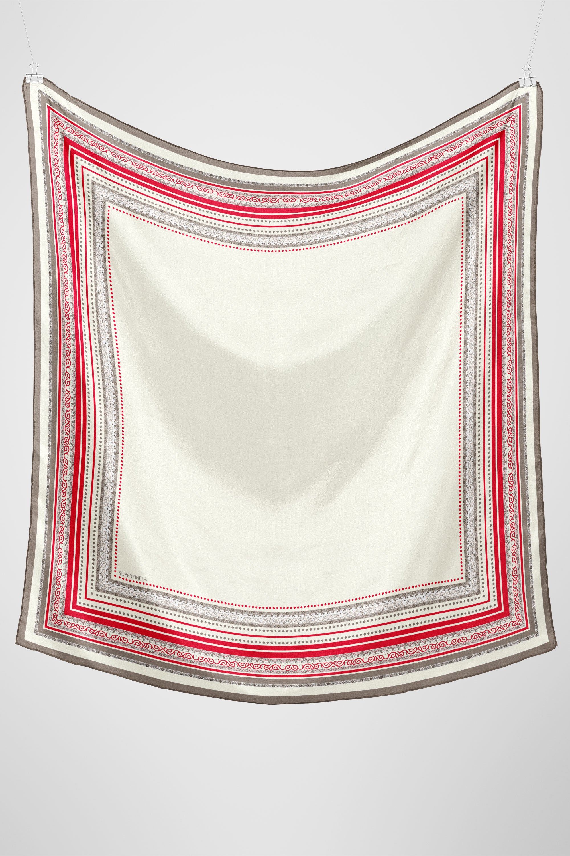 Red Patterned Silk Scarf