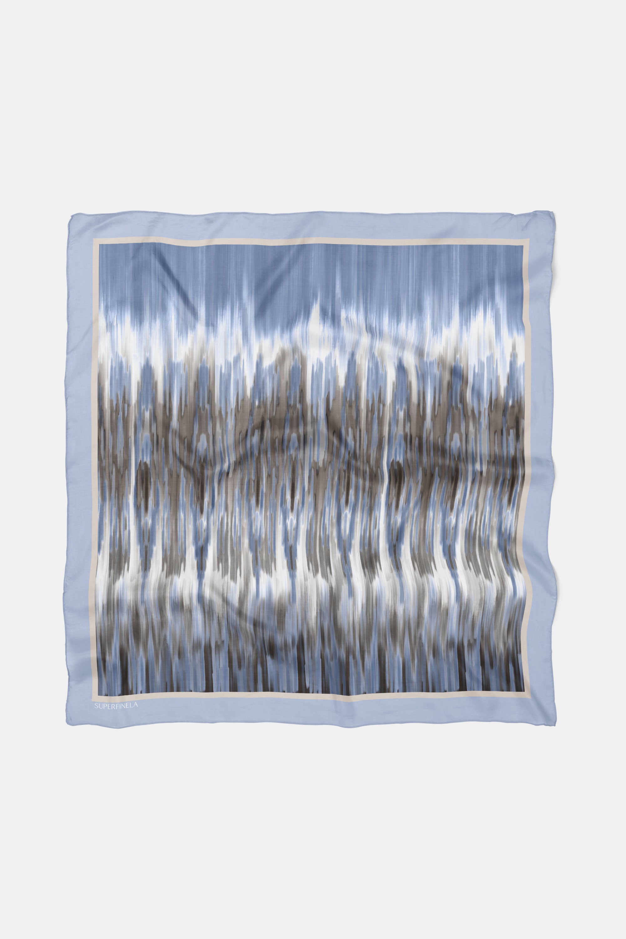 Blue Patterned Silk Scarf