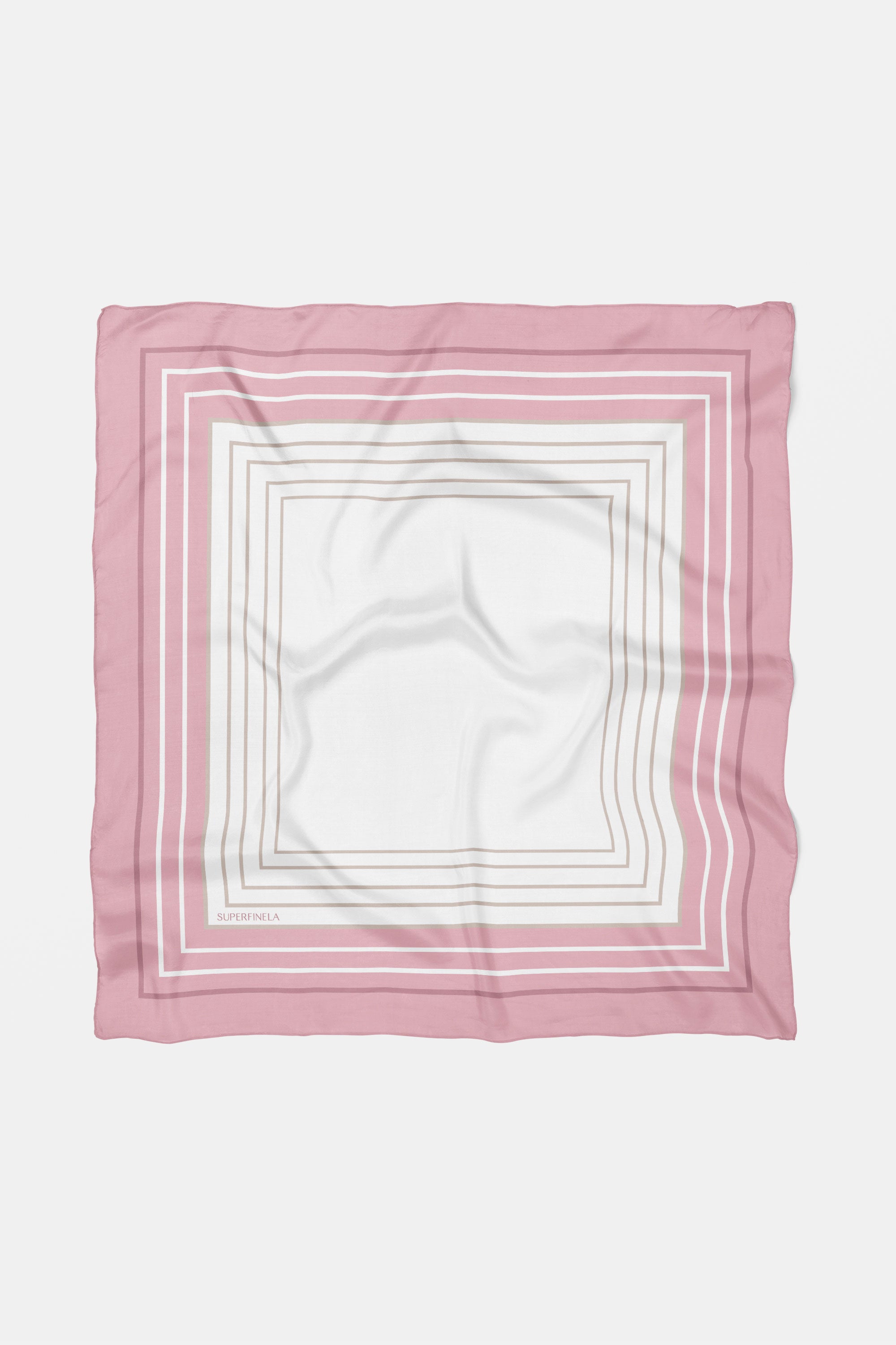 Pink Geometric Patterned Silk Scarf