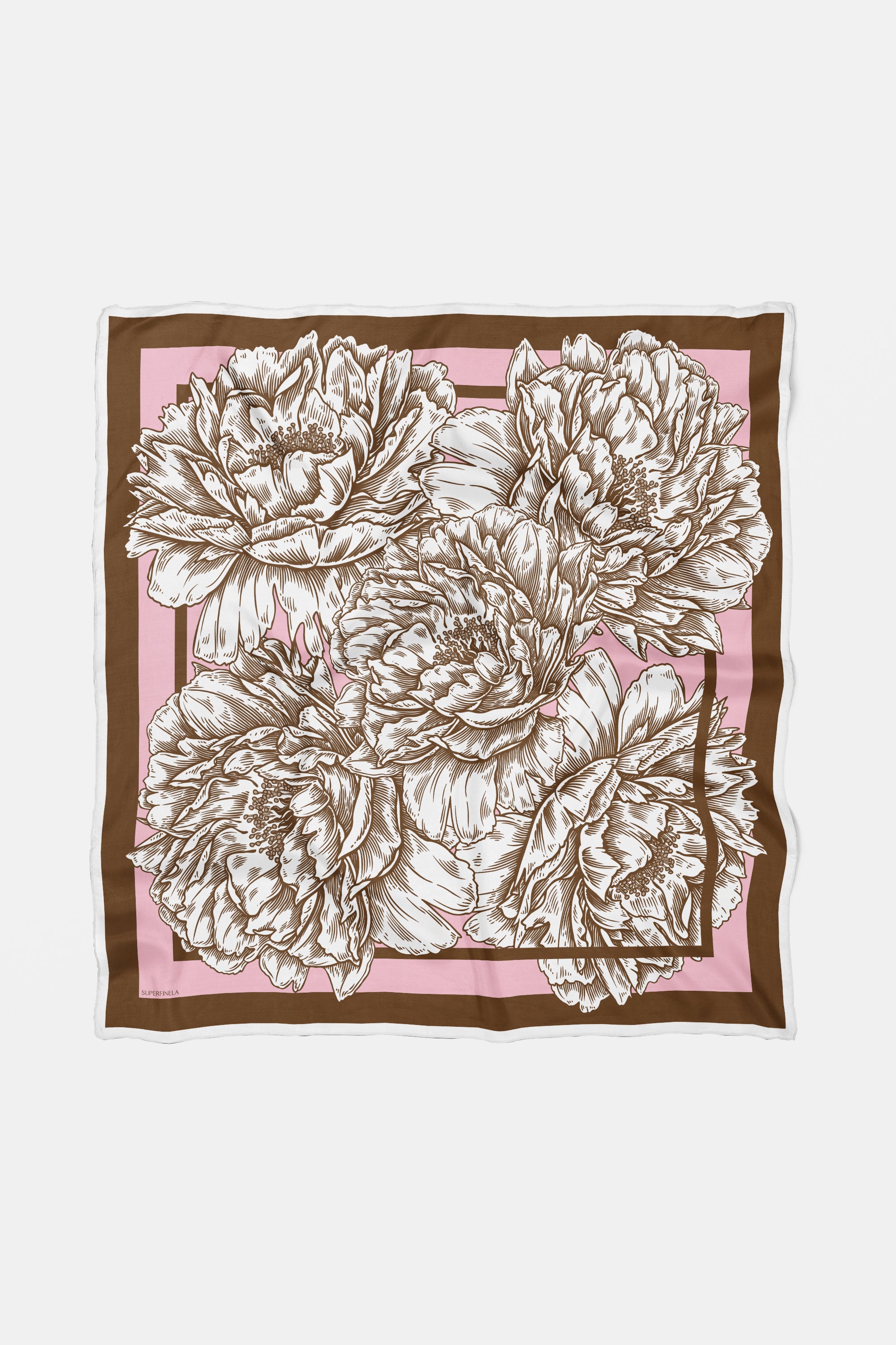 Pink Floral Patterned Silk Scarf