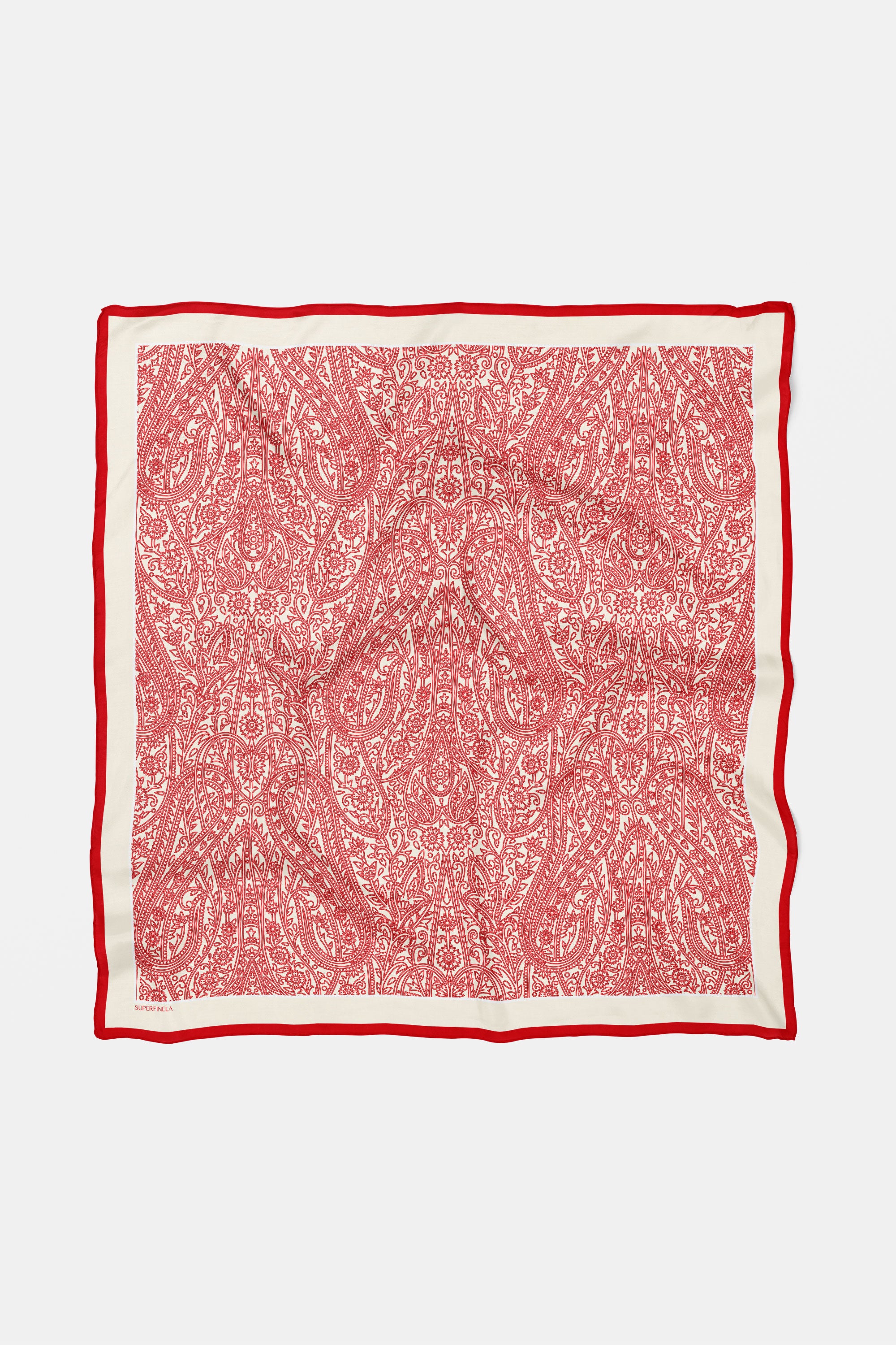 Red Shawl Pattern Silk Scarf