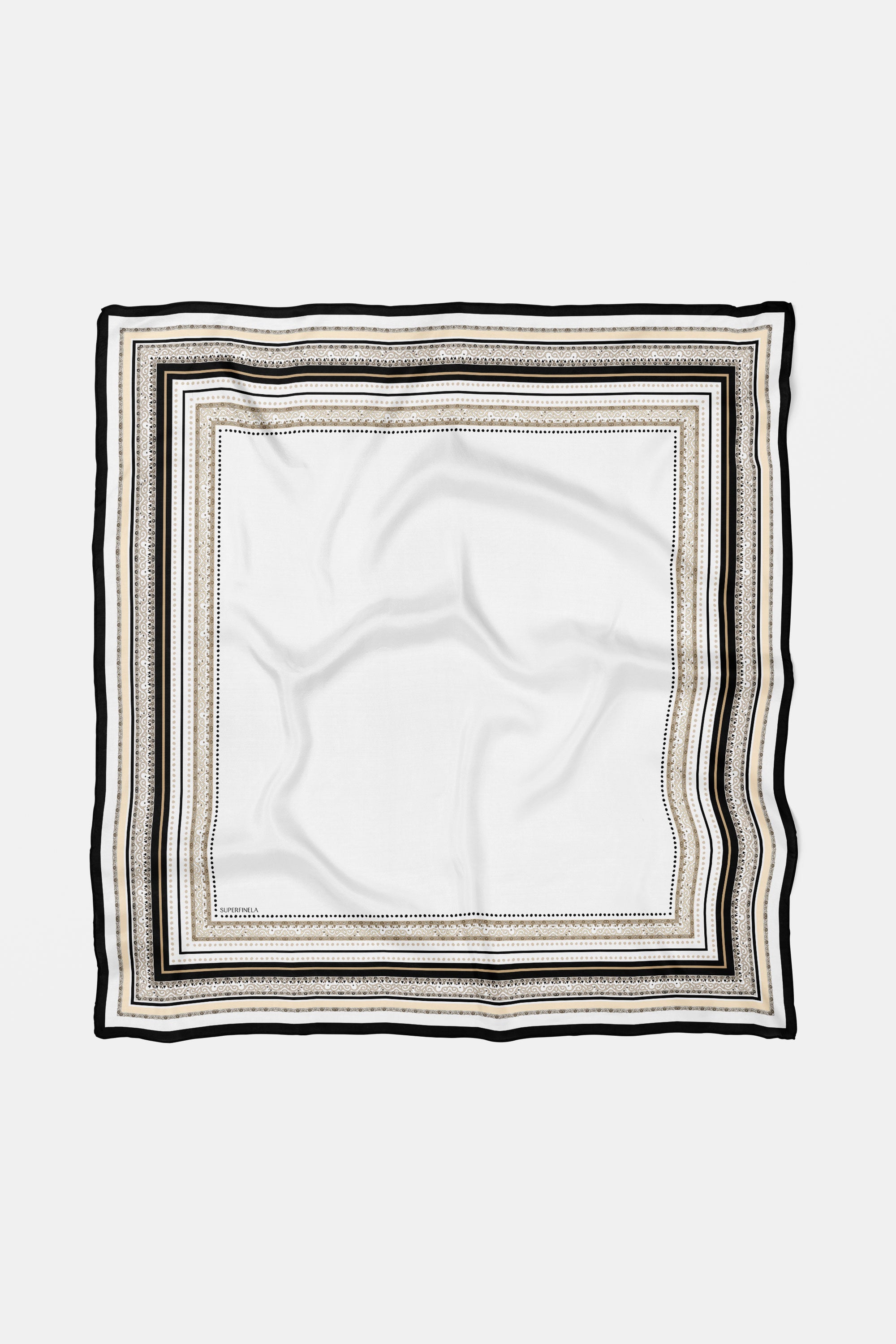 Black Patterned Silk Scarf