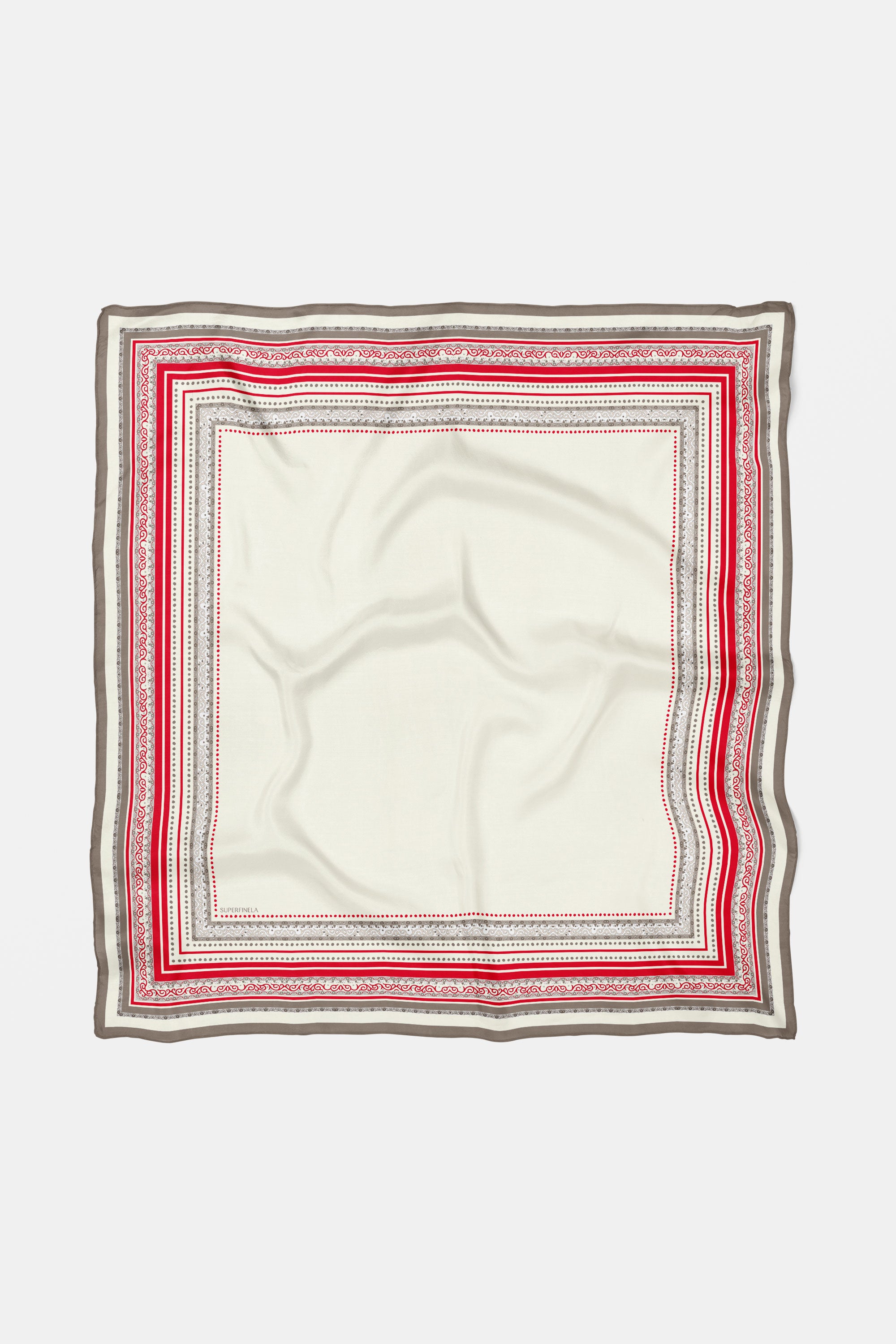 Red Patterned Silk Scarf