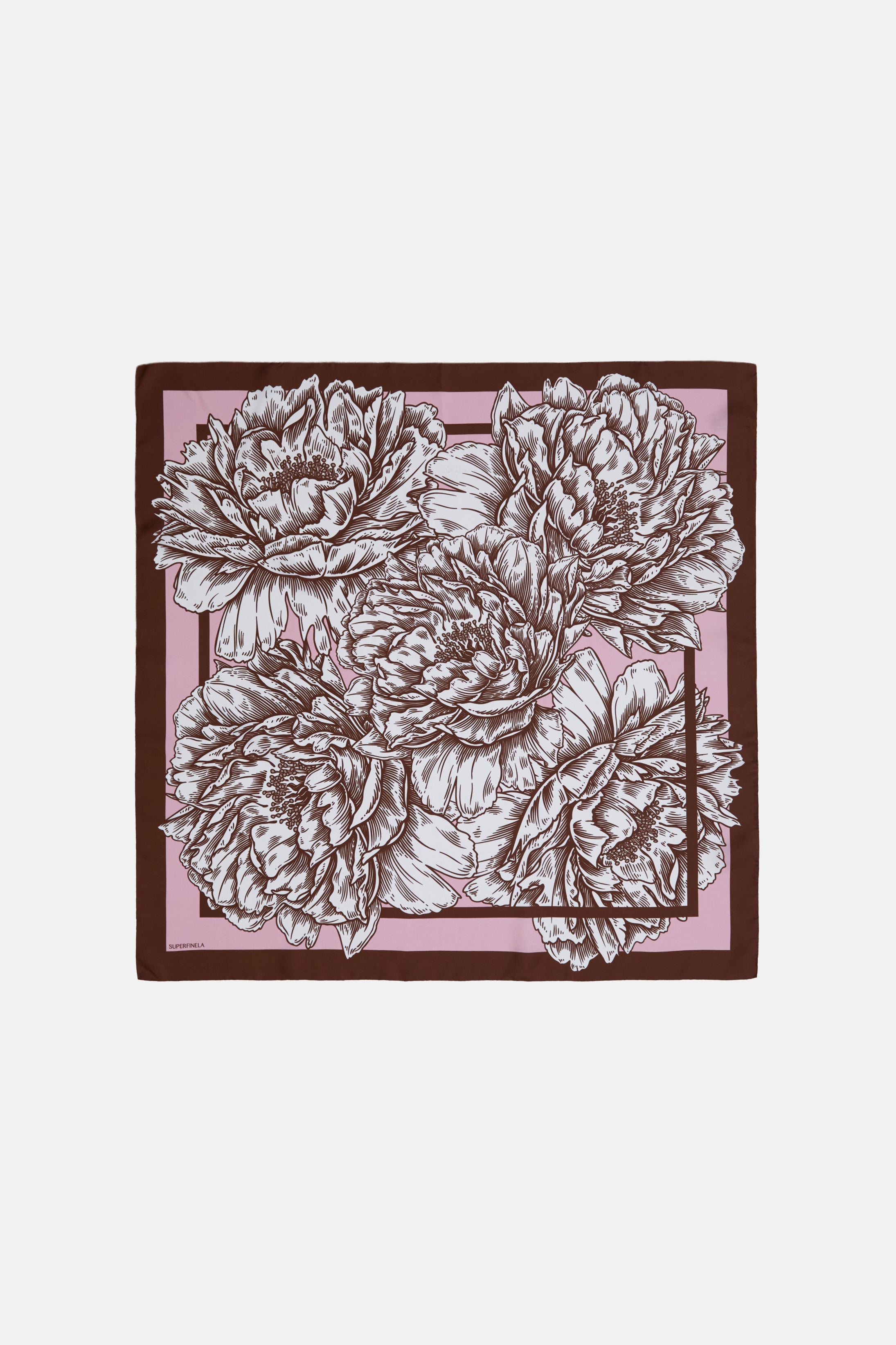 Pembe Çiçek Desenli İpek Eşarp
